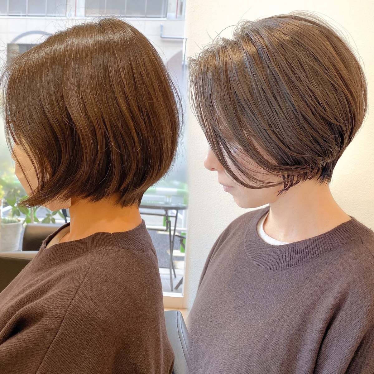 丸みショートボブのビフォーアフター